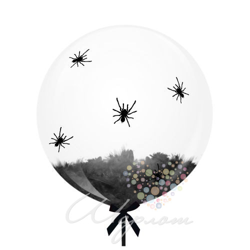 Воздушный шар Шар BUBBLE с перьями "Пауки"