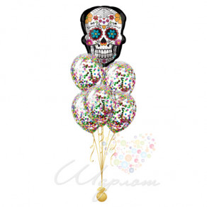 Воздушные шары Букет "День мертвых с конфетти"