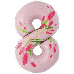 Воздушные шары Шар-цифра "8 марта Тюльпаны"