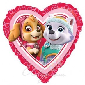 Воздушные шары Сердце "Щенячий Патруль Розовое"