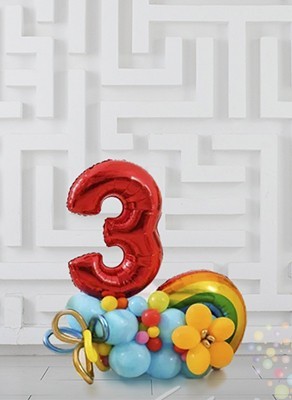 Воздушные шары Стойка "Три кота" с цифрой