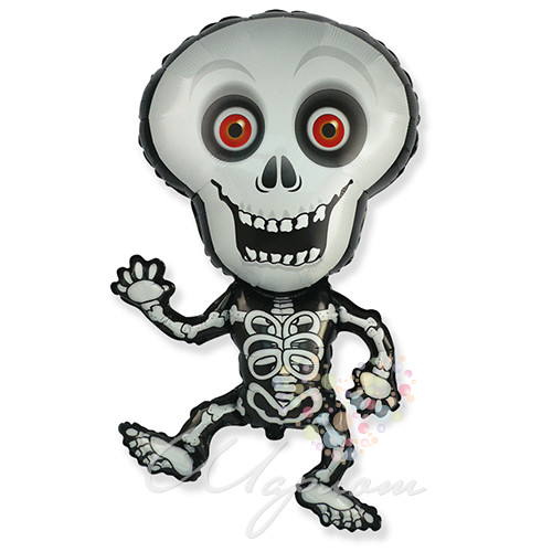 Воздушный шар Скелет танцующий с красными глазами