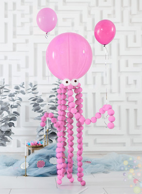 Воздушные шары Композиция "Парящий осьминог" розовый