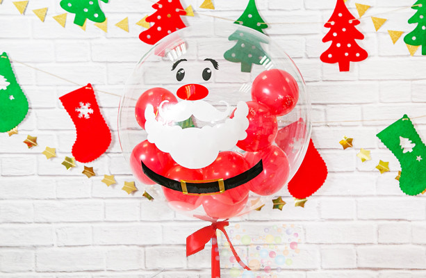Воздушный шар Прозрачный шар "Санта спешит поздравить"