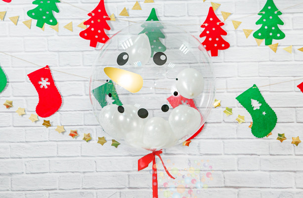 Воздушный шар Прозрачный шар "Веселый снеговик"