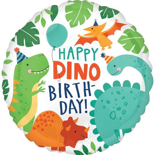 Воздушный шар Круг Динозаврики "С днем рождения"