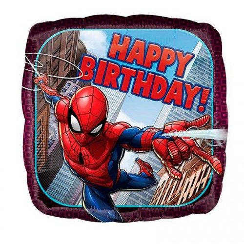 Воздушный шар Квадрат "Человек Паук" с днем рождения