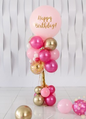Воздушные шары Стойка на каркасе "Pink Party" с большим шаром
