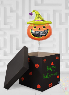 Воздушные шары Коробка черная  "Happy Halloween"