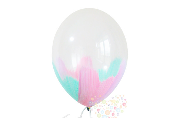 Воздушный шар Шар Браш прозрачный/голубой, сиреневый, розовый (3 цвета)