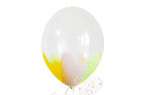 Воздушный шар Шар Браш прозрачный/зеленый, сиреневый, желтый (3 цвета)