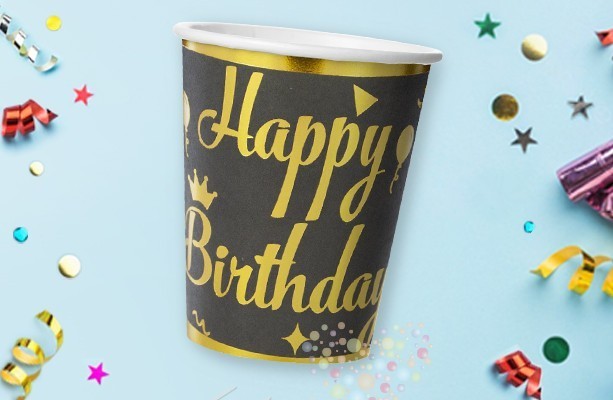 Стаканы "Элегантный день рождения, Черный/золото"