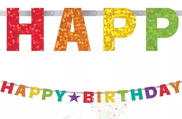 Гирлянда "С Днем Рождения, Радужная голография"
