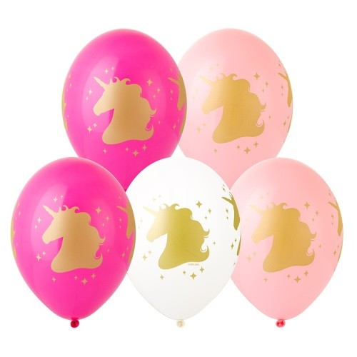 Воздушный шар Шарики под потолок "Золотые единороги, головы"