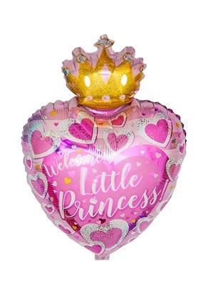Воздушные шары Сердце с короной "Маленькая принцесса" на англ.