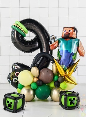 Воздушные шары Стойка "Minecraft" с цифрой