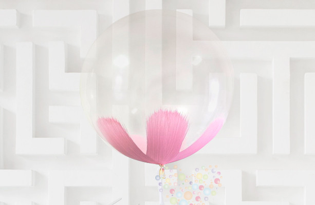 Воздушный шар Шар Браш 60 см прозрачный/розовый