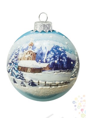 Воздушные шары Ёлочная игрушка "Шар рождественский рассвет" 10 см