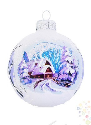 Воздушные шары Ёлочная игрушка "Шар Зима в деревне" 6 см