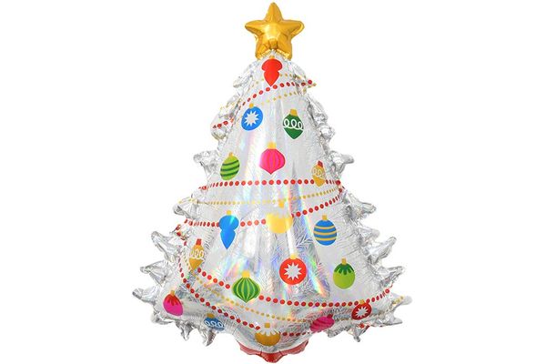 Воздушный шар Фигура "Новогодняя елка, Серебро, Голография"