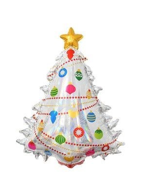 Воздушные шары Фигура "Новогодняя елка, Серебро, Голография"