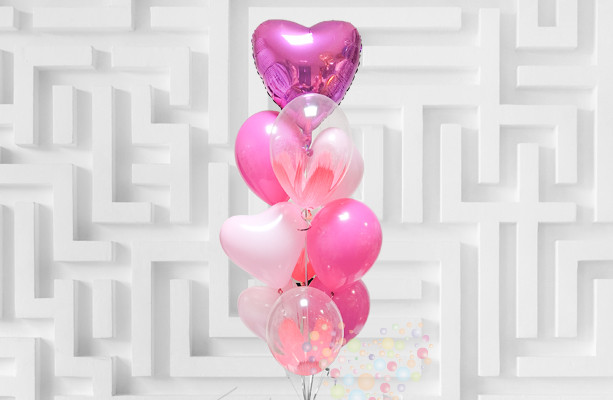 Воздушный шар Букет "Amore" ярко-розовый