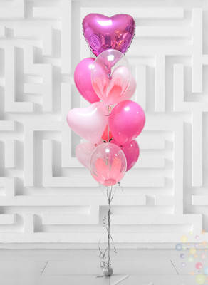Воздушные шары Букет "Amore" ярко-розовый