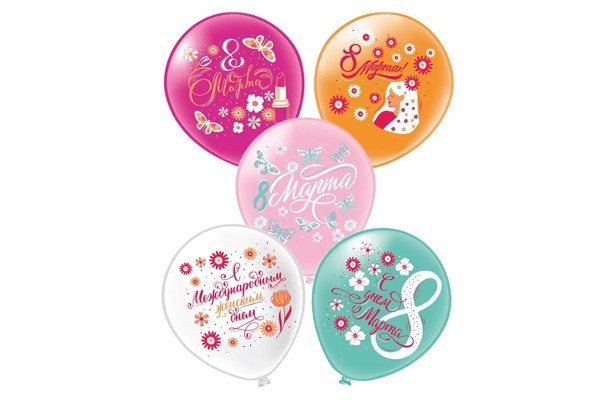 Воздушный шар Шарики под потолок "8 марта в ромашках"