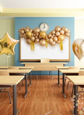 Воздушные шары Оформление класса "Золото"