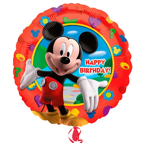 Воздушный шар Круг "С днем рождения" Микки Маус 